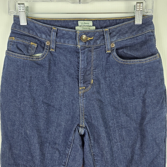NWOT LL Bean Green Lined Women's Classic Fit High Rise Straight LegJeans 6Petite - Picture 3 of 12